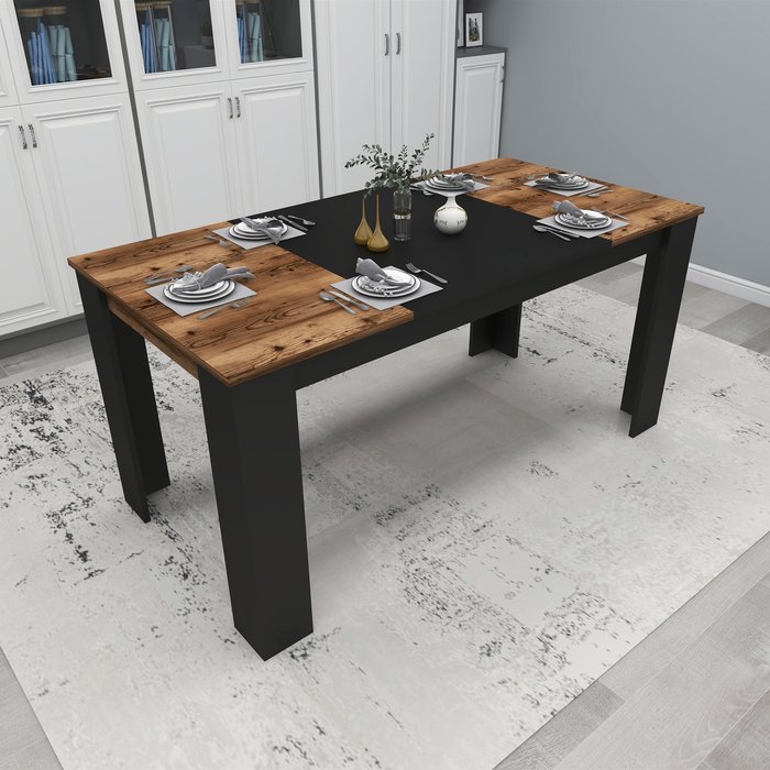 The Range | Destina Home Farelle 160 cm 6 Person Dining Table - Light Walnut - Black Destina Home Farelle 160 cm 6 Person Dining Table - Light Walnut - Black