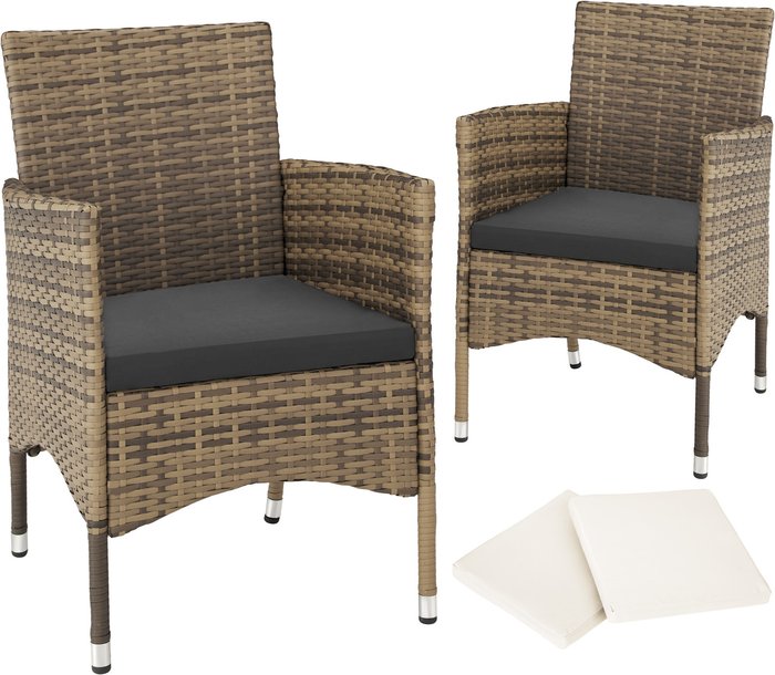 The Range | TECTAKE Tectake 2 Garden Chairs Rattan And 4 Seat Covers - Cream TECTAKE Tectake 2 Garden Chairs Rattan And 4 Seat Covers - Cream