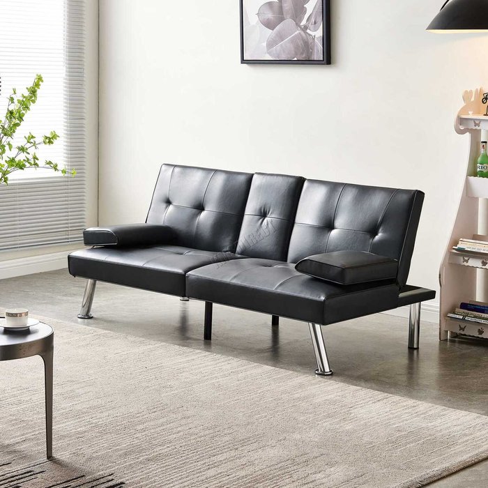 The Range | Westwood WestWood Faux Leather Manhattan Sofa Bed - Black Westwood WestWood Faux Leather Manhattan Sofa Bed - Black