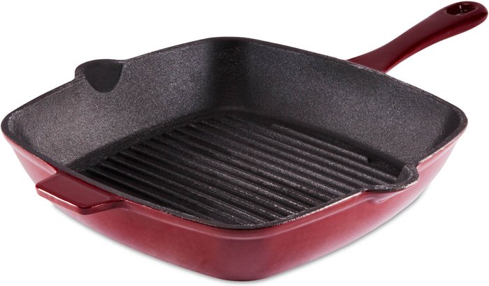 The Range | Barbary & Oak Barbary & Oak 26cm Cast Iron Grill Pan - Red Barbary & Oak Barbary & Oak 26cm Cast Iron Grill Pan - Red