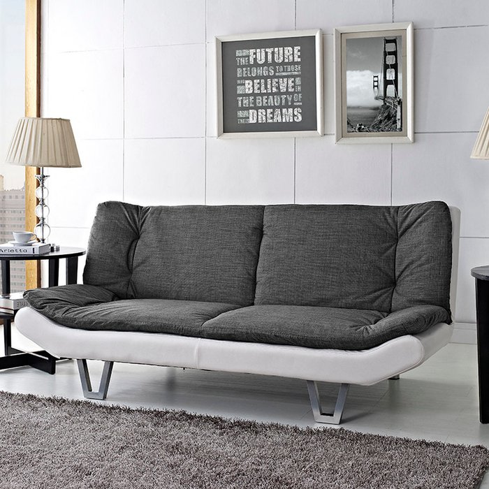 The Range | GRS Lewis 3 Seater Fabric Sofa Bed With Chrome Hairpin Legs - Grey GRS Lewis 3 Seater Fabric Sofa Bed With Chrome Hairpin Legs - Grey