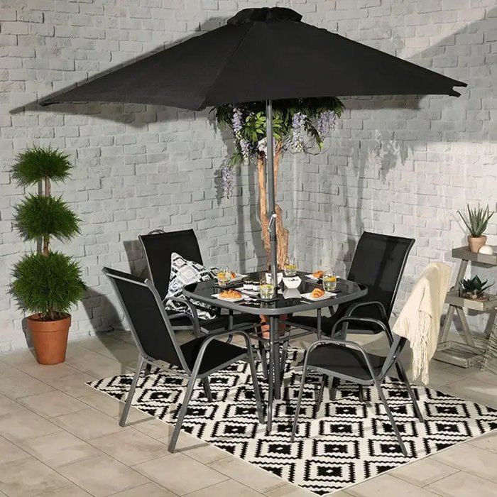 The Range | Royalcraft Royalcraft Rio 4 Seater Recliner Dining Set - Black Royalcraft Royalcraft Rio 4 Seater Recliner Dining Set - Black