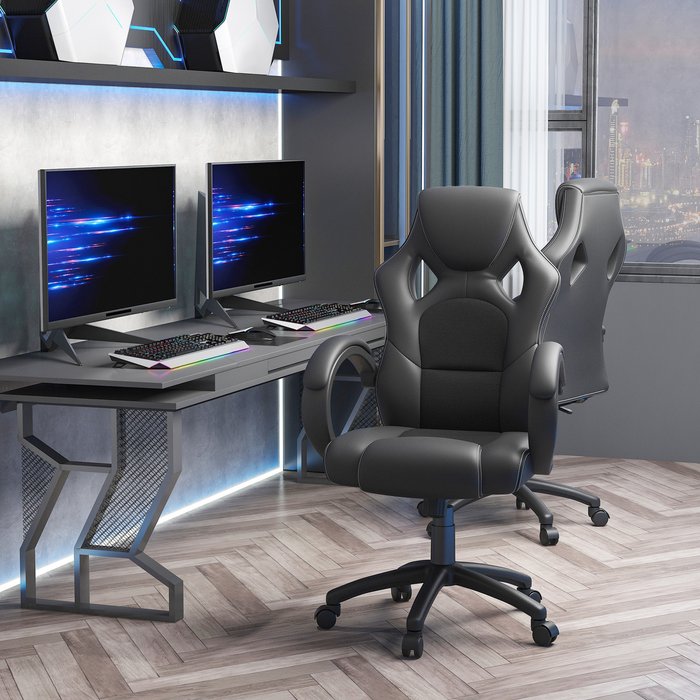 The Range | HOMCOM RacingChair Gaming Sports Swivel Desk Chair - Black HOMCOM RacingChair Gaming Sports Swivel Desk Chair - Black