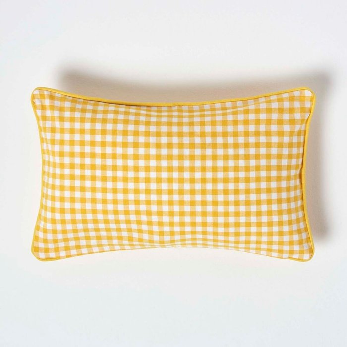 The Range | Homescapes Cotton Gingham Check Cushion Cover - Yellow Homescapes Cotton Gingham Check Cushion Cover - Yellow
