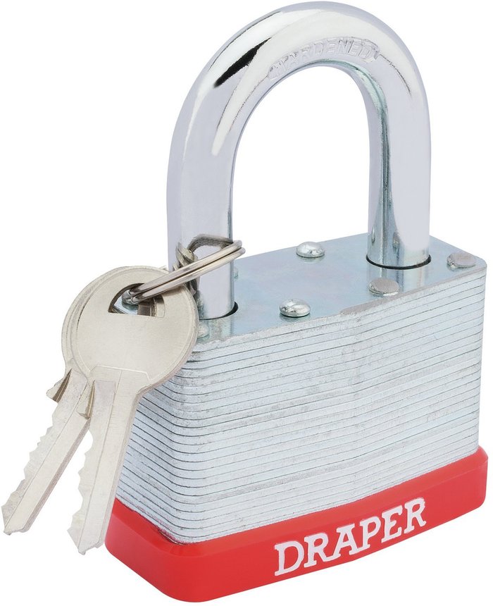 The Range | Draper Draper Steel Laminated Padlock - 65MM - Silver Draper Draper Steel Laminated Padlock - 65MM - Silver