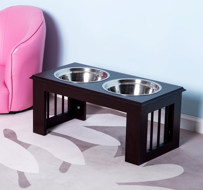 The Range | PawHut PawHut Elevated Duo Pet Feeder - Brown PawHut PawHut Elevated Duo Pet Feeder - Brown
