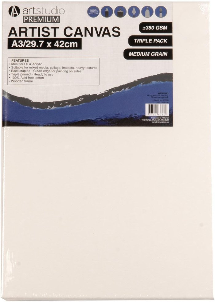 The Range | Art Studio Pack of Three Art Studio Artist Canvases - A3 Art Studio Pack of Three Art Studio Artist Canvases - A3