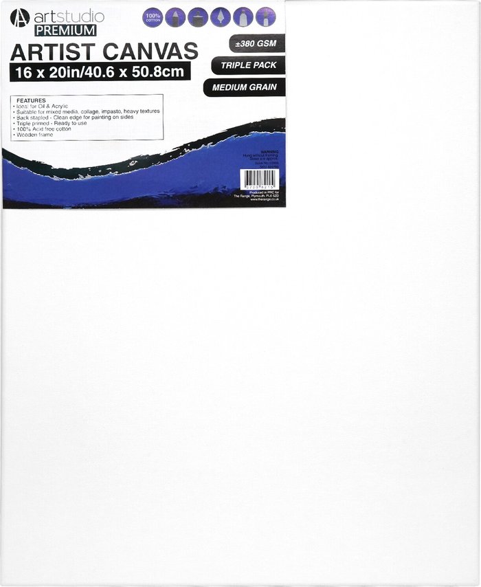 The Range | Art Studio Pack of Three Art Studio Premium Artists Canvases - 40.6x50.8cm Art Studio Pack of Three Art Studio Premium Artists Canvases - 40.6x50.8cm