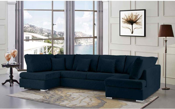 The Range | Simply Eleganza Ollie Large U Shape Sofa Velour Velvet Fabric - Peacock Simply Eleganza Ollie Large U Shape Sofa Velour Velvet Fabric - Peacock