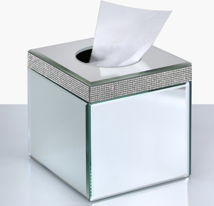The Range | Vanity Living Mirrored Square Tissue Box Cover - Silver Vanity Living Mirrored Square Tissue Box Cover - Silver