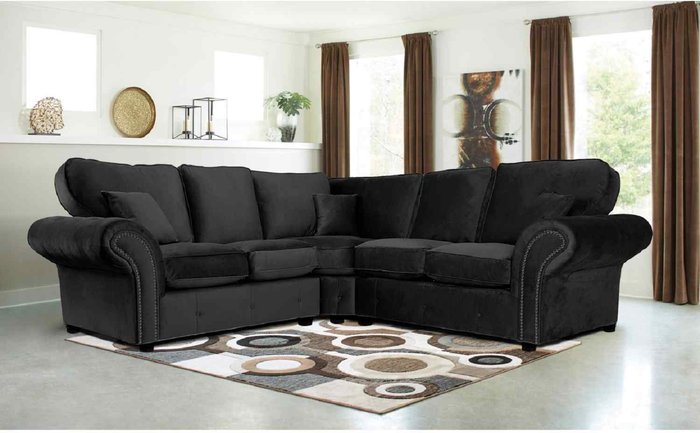 The Range | Simply Eleganza Oakana Luxury Plush Velvet 2c2 Corner Sofa - Black Simply Eleganza Oakana Luxury Plush Velvet 2c2 Corner Sofa - Black