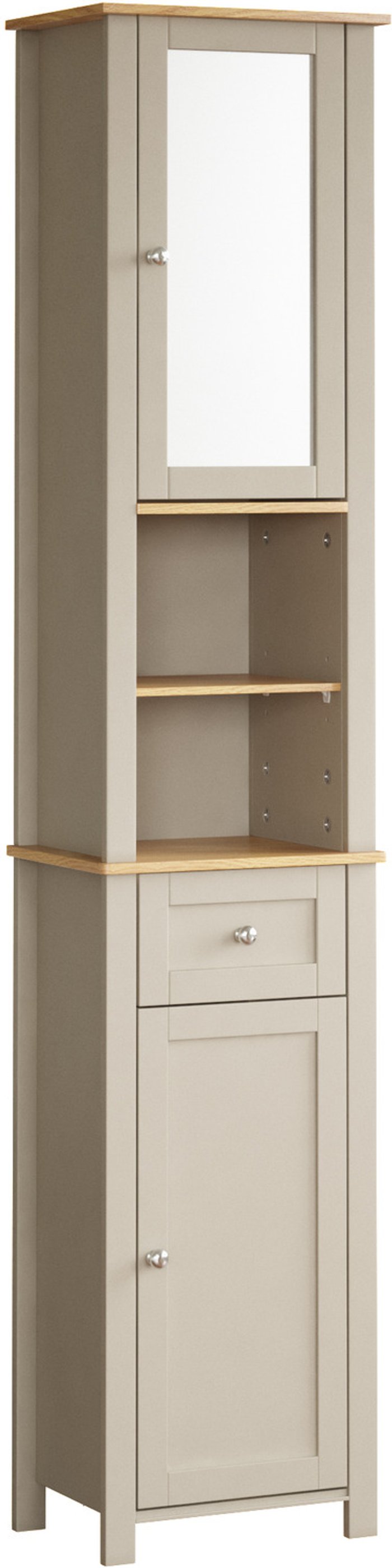 The Range | Priano 2 Door Tall Cabinet With Mirror - Grey Priano 2 Door Tall Cabinet With Mirror - Grey