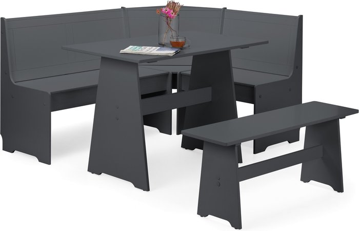The Range | Julian Bowen Newport Corner Dining Set With Storage Bench - Anthracite - Anthracite Julian Bowen Newport Corner Dining Set With Storage Bench - Anthracite - Anthracite