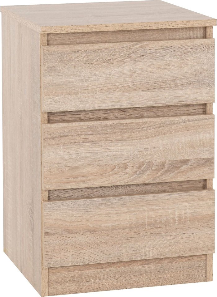 The Range | Seconique Malvern 3 Drawer Bedside - Sonoma Oak Seconique Malvern 3 Drawer Bedside - Sonoma Oak