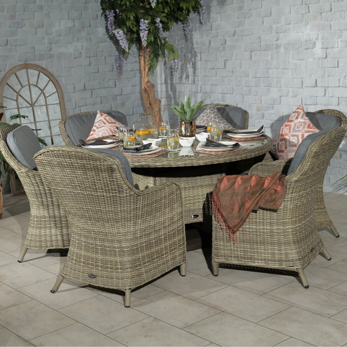 The Range | Royalcraft WENTWORTH 6 Seater Round Imperial Dining Set - Neutral Royalcraft WENTWORTH 6 Seater Round Imperial Dining Set - Neutral