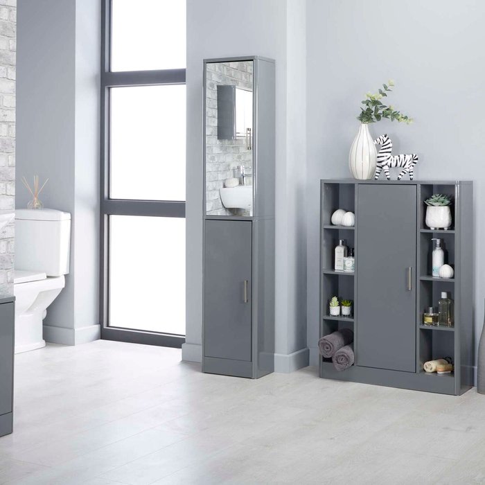 The Range | Lloyd Pascal Sicily Grey Tall Cabinet Grey Lloyd Pascal Sicily Grey Tall Cabinet Grey