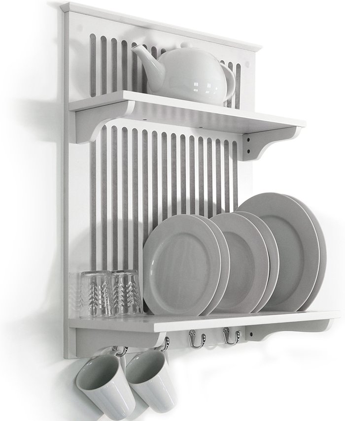 The Range | Techstyle Techstyle Novel Kitchen Plate Bowl Cup Display / Wall Rack Shelves With Hooks White Techstyle Techstyle Novel Kitchen Plate Bowl Cup Display / Wall Rack Shelves With Hooks White