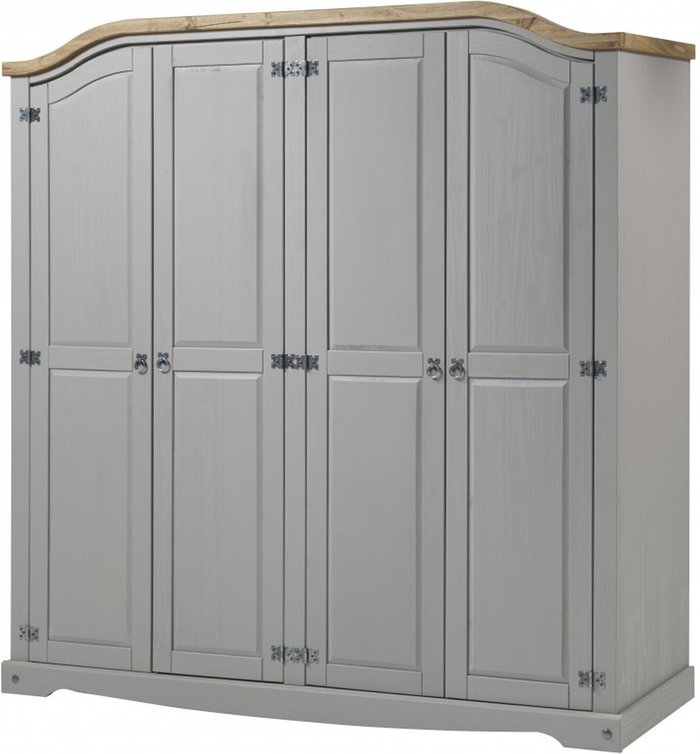 The Range | Mercers Furniture Corona Grey Wax 4 Door Arch Top Wardrobe - Distressed Grey Wax Mercers Furniture Corona Grey Wax 4 Door Arch Top Wardrobe - Distressed Grey Wax
