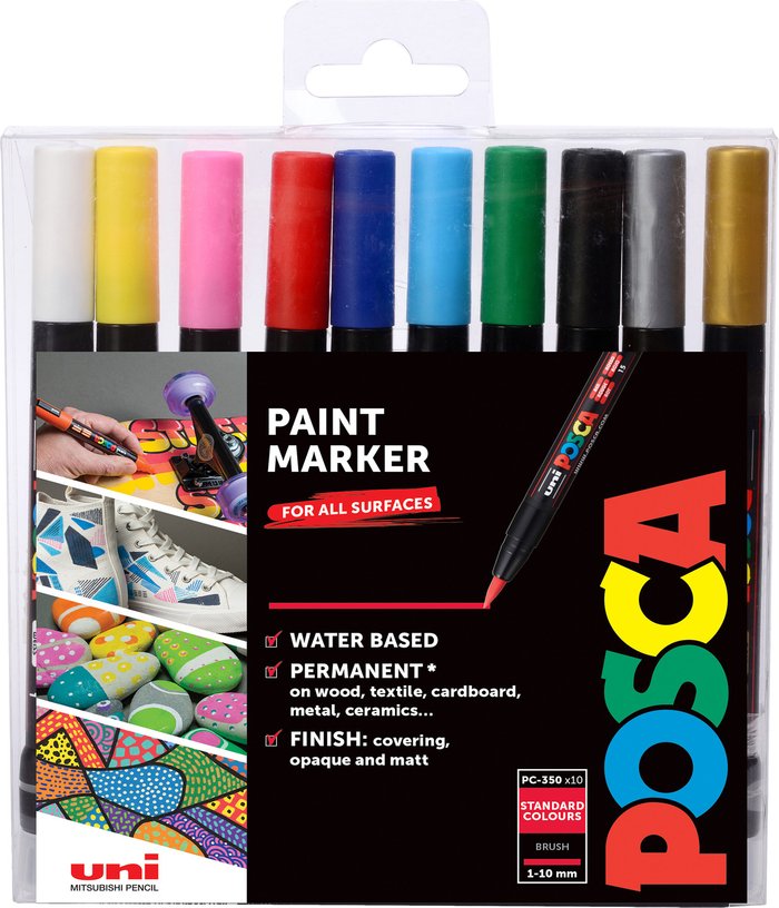 The Range | UNI Posca PCF-350 10 Standard Colours - Multi UNI Posca PCF-350 10 Standard Colours - Multi