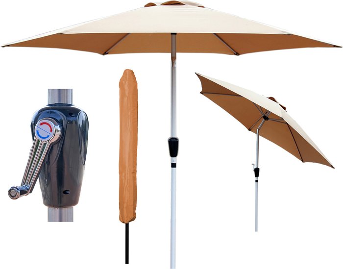 The Range | GlamHaus Garden Parasol Tilting Umbrella Sand With Protective Cover - Sand GlamHaus Garden Parasol Tilting Umbrella Sand With Protective Cover - Sand