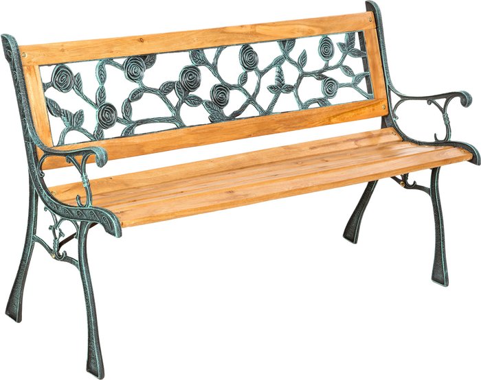 The Range | TECTAKE Tectake Garden Bench Marina, 2-seater In Wood And Cast Iron (124X52X74cm) Brown TECTAKE Tectake Garden Bench Marina, 2-seater In Wood And Cast Iron (124X52X74cm) Brown