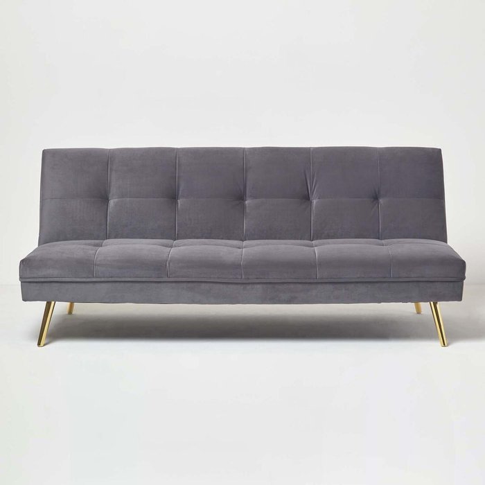 The Range | Homescapes Laurie Velvet Large 3 Seater Sofa Bed - Dark Grey Homescapes Laurie Velvet Large 3 Seater Sofa Bed - Dark Grey