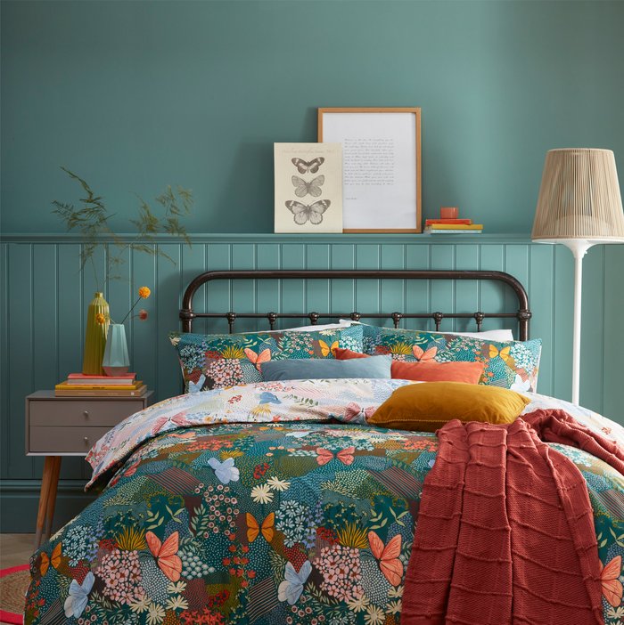 The Range | furn furn. Forage Reversible Duvet Cover and Pillowcase Set Teal (Green) furn furn. Forage Reversible Duvet Cover and Pillowcase Set Teal (Green)