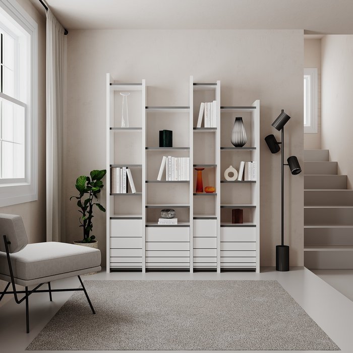 The Range | Decortie Arya Modern Bookcase Display Unit Room Separator - White Decortie Arya Modern Bookcase Display Unit Room Separator - White