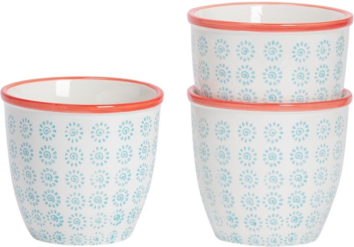 The Range | Nicola Spring 14cm Hand-Printed Plant Pot Pack of 3 - Blue Nicola Spring 14cm Hand-Printed Plant Pot Pack of 3 - Blue