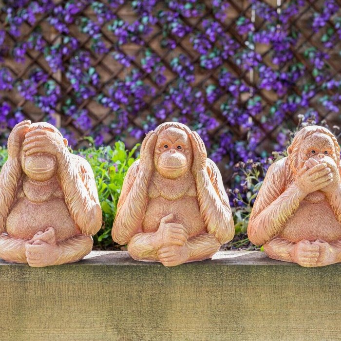 The Range | Garden Mile 3Pc Hear See Speak No Evil Monkey Ornaments - Brown Garden Mile 3Pc Hear See Speak No Evil Monkey Ornaments - Brown