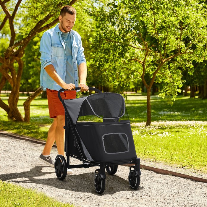 The Range | PawHut Pet Stroller One Click Foldable for L and M Dogs - Black PawHut Pet Stroller One Click Foldable for L and M Dogs - Black