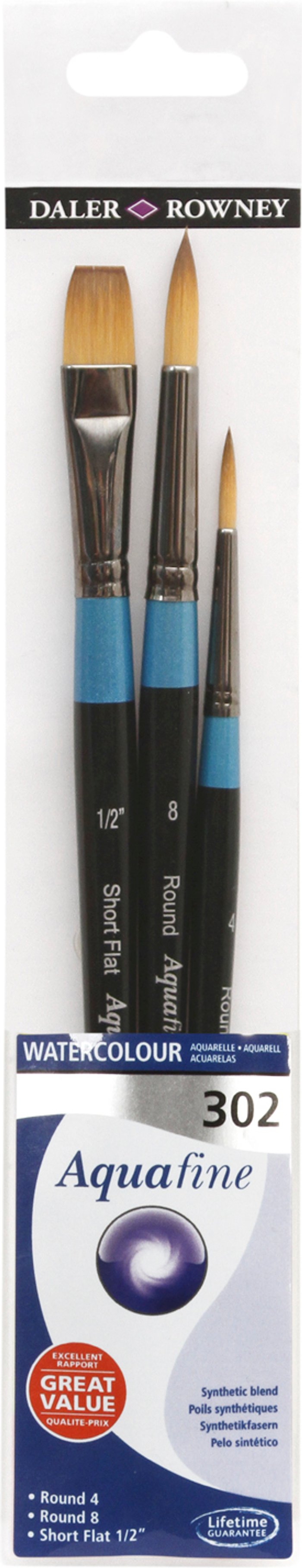 The Range | Daler-Rowney Pack of 3 Daler-Rowney Aquafine Short Handle 302 Brushes Daler-Rowney Pack of 3 Daler-Rowney Aquafine Short Handle 302 Brushes