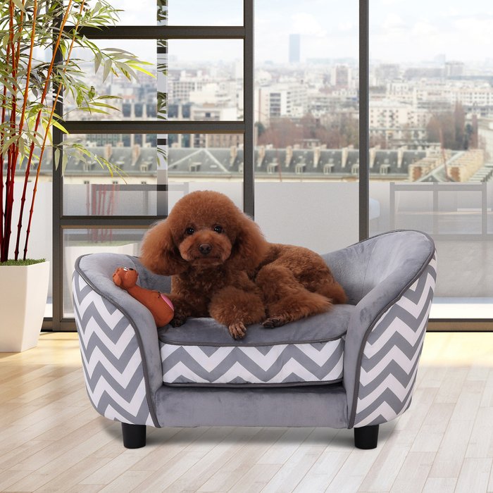 The Range | PawHut PawHut Pet Sofa W/ Comfortable Wooden Enchanted Plush Foam & Luxury Cushion - Grey PawHut PawHut Pet Sofa W/ Comfortable Wooden Enchanted Plush Foam & Luxury Cushion - Grey