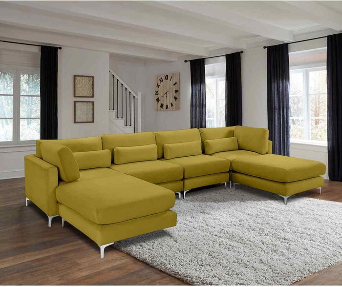 The Range | Simply Eleganza Finley Full Back Large Corner U Shape Sofa - Yellow Simply Eleganza Finley Full Back Large Corner U Shape Sofa - Yellow