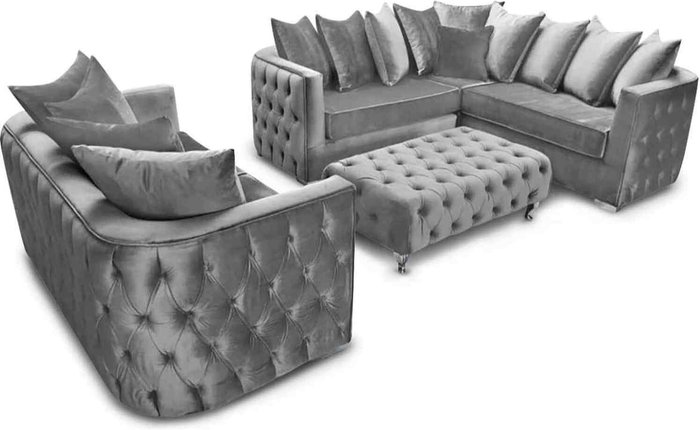 The Range | Simply Eleganza Julia Sofa Set 3 Seater Sofa with Corner and Footstool - Grey Simply Eleganza Julia Sofa Set 3 Seater Sofa with Corner and Footstool - Grey