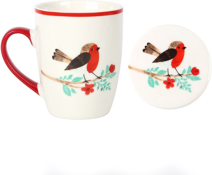 The Range | Gloriously Good Winter Robin Mug and Coaster Set Festive Winter Gift - White Gloriously Good Winter Robin Mug and Coaster Set Festive Winter Gift - White