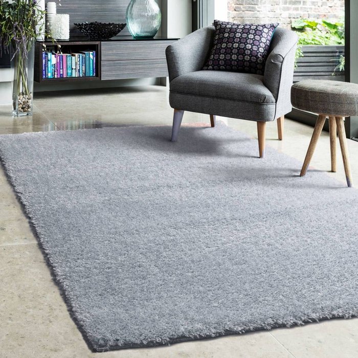The Range | The Rug Wholesaler Shimmering Grey Shaggy Rug - Grey / 160cm The Rug Wholesaler Shimmering Grey Shaggy Rug - Grey / 160cm