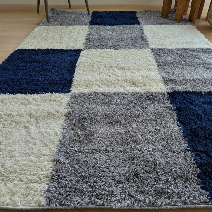 The Range | The Rug Wholesaler Navy Patchwork Shaggy Rug - Oslo - Blue / 230cm The Rug Wholesaler Navy Patchwork Shaggy Rug - Oslo - Blue / 230cm