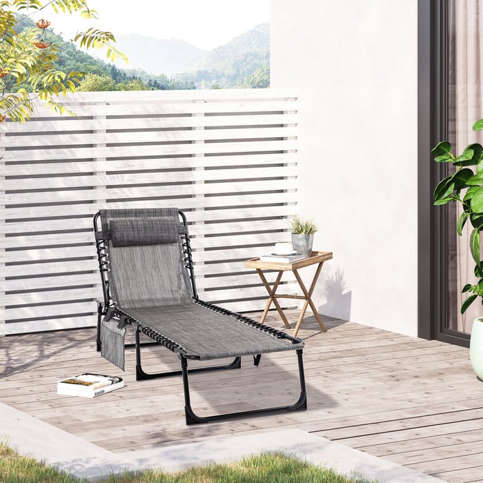 The Range | Outsunny Outsunny Portable Sun Lounger w/ 5-position Adjustable Backrest - Mixed Grey Outsunny Outsunny Portable Sun Lounger w/ 5-position Adjustable Backrest - Mixed Grey