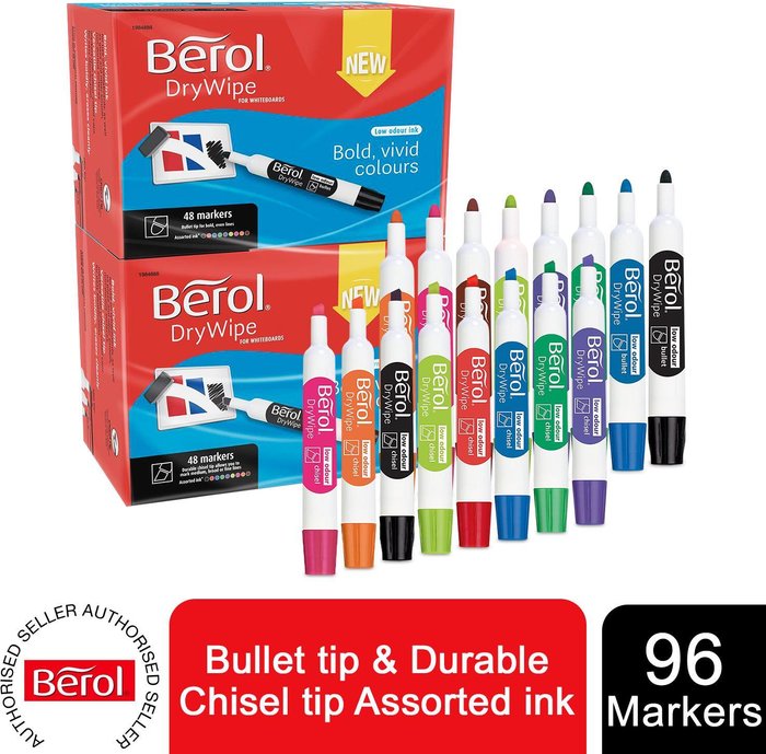 The Range | Berol Berol Whiteboard Marker - Chisel Tip, Assorted / 2.5mm / 96 Berol Berol Whiteboard Marker - Chisel Tip, Assorted / 2.5mm / 96