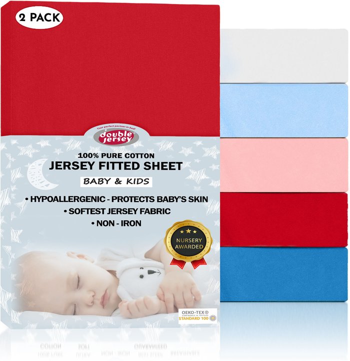 The Range | Double Jersey 70x140 cm Double Jersey Baby Fitted Cot Crib Bed Sheet - Red Double Jersey 70x140 cm Double Jersey Baby Fitted Cot Crib Bed Sheet - Red