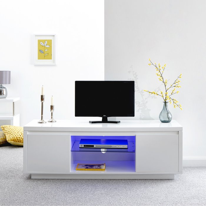 The Range | GFW Polar High Gloss LED Large TV Unit - White GFW Polar High Gloss LED Large TV Unit - White