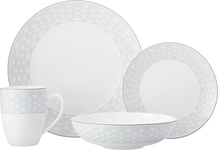 The Range | Maxwell Williams Maxwell Williams Harlequin Coupe 16 Piece Grey Edged Dinner Set - White Maxwell Williams Maxwell Williams Harlequin Coupe 16 Piece Grey Edged Dinner Set - White