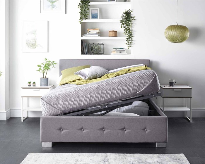 The Range | Aspire Aspire Side Opening Ottoman Storage in Grey Linen Super King Aspire Aspire Side Opening Ottoman Storage in Grey Linen Super King