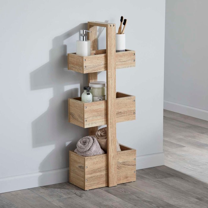 The Range | Dunelm Natural Maia Oak Effect 3 Tier Caddy Brown Dunelm Natural Maia Oak Effect 3 Tier Caddy Brown