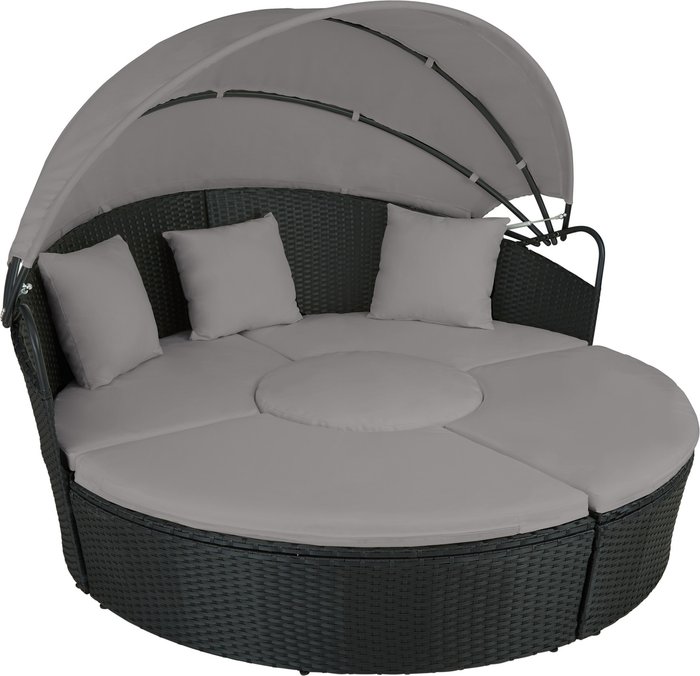 The Range | TECTAKE Tectake Santorini Rattan Sun Lounger Day Bed - Black/Grey TECTAKE Tectake Santorini Rattan Sun Lounger Day Bed - Black/Grey