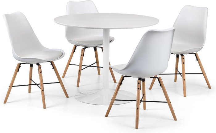 The Range | Julian Bowen Blanco White Round Table and 4 Kari Chairs Set - White Julian Bowen Blanco White Round Table and 4 Kari Chairs Set - White