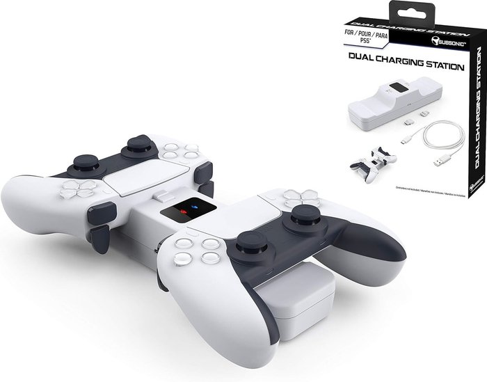 The Range | Subsonic Subsonic Dual Charging Station for 2 Dual Sense PS5 Controllers - White Subsonic Subsonic Dual Charging Station for 2 Dual Sense PS5 Controllers - White