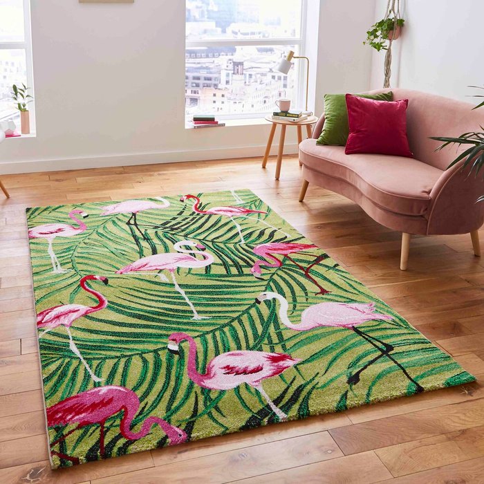 The Range | The Rug Wholesaler Green and Pink Flamingo Area Rug - Green / 80cm The Rug Wholesaler Green and Pink Flamingo Area Rug - Green / 80cm