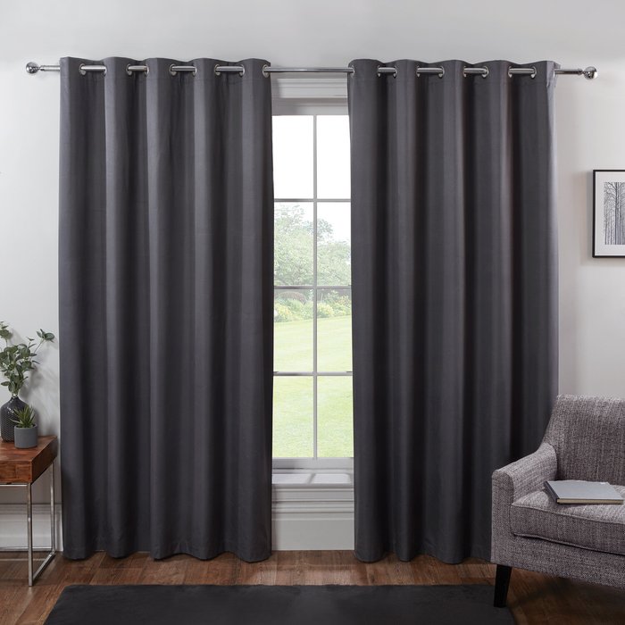The Range | My Home Oxford Blackout Eyelet Curtains - Charcoal / 137cm / 116cm My Home Oxford Blackout Eyelet Curtains - Charcoal / 137cm / 116cm
